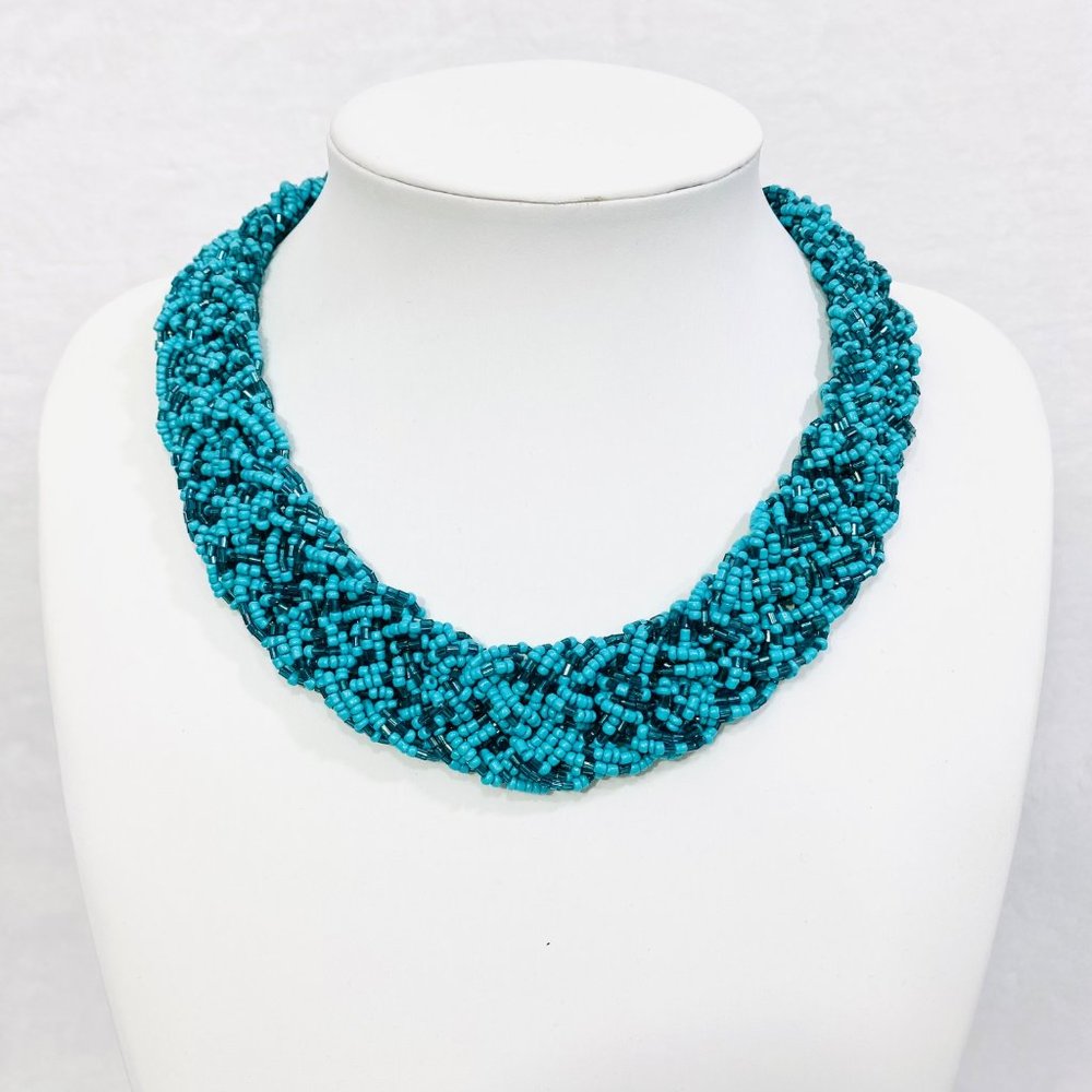 One of a Kind Seed Bead/Bugle Bead Collar - 17" + 2.75" extender